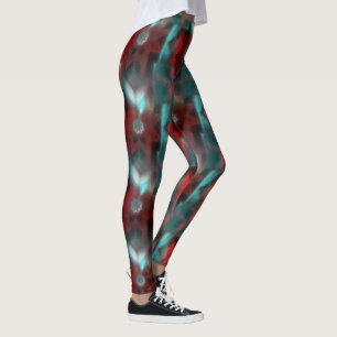 Leggings Rouge avec rayures boisées sous cyan style verre
