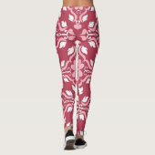 Leggings Rouge, beige à fleurs, papier peint motif sans cou (Dos)