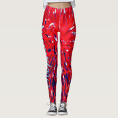 Leggings Rouge Blanc Bleu Abstrait, Nom personnalisé (Devant)