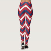 Leggings Rouge, Blanc Bleu Chevron (Dos)
