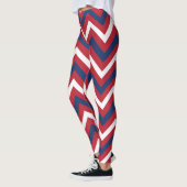 Leggings Rouge, Blanc Bleu Chevron (Gauche)