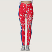 Leggings Rouge Blanc Bleu Étoiles Amusants 4 juillet (Devant)
