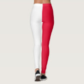 Leggings Rouge Blanc Deux Tons Fractionné Moitié Design (Dos)