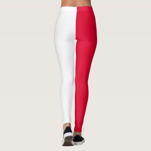 Leggings Rouge Blanc Deux Tons Fractionné Moitié Design (Dos)