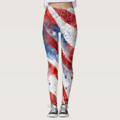 Leggings Rouge blanc et bleu 4 juillet (Devant)
