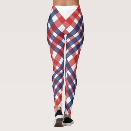 Leggings Rouge blanc et bleu En vichy plaid (Dos)