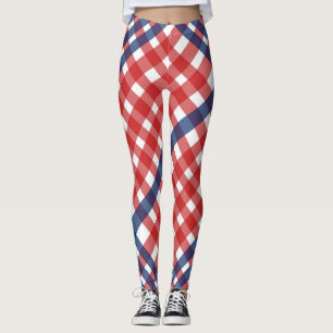 Leggings Rouge blanc et bleu En vichy plaid