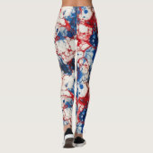 Leggings Rouge blanc et bleu encre d'alcool États-Unis Drap (Dos)