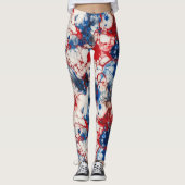 Leggings Rouge blanc et bleu encre d'alcool États-Unis Drap (Devant)