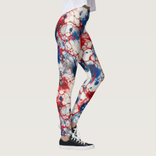 Leggings Rouge blanc et bleu encre d'alcool États-Unis Drap