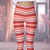 Leggings Rouge, Blanc et Bleu La Saint Valentin rayée