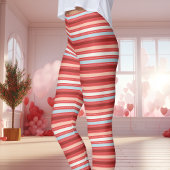 Leggings Rouge, Blanc et Bleu La Saint Valentin rayée
