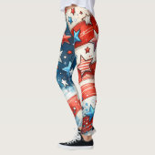 Leggings Rouge, blanc et bleu | Patriotic Quart Juillet (Gauche)