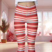 Leggings Rouge, Blanc et Bleu Saint-Valentin Rayé
