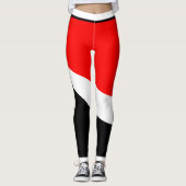 Leggings Rouge blanc et noir avec bande latérale (Devant)
