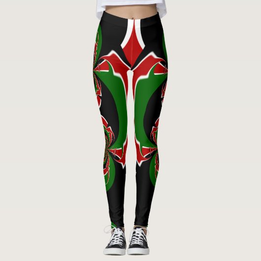 Leggings Rouge Blanc Et Vert (Devant)