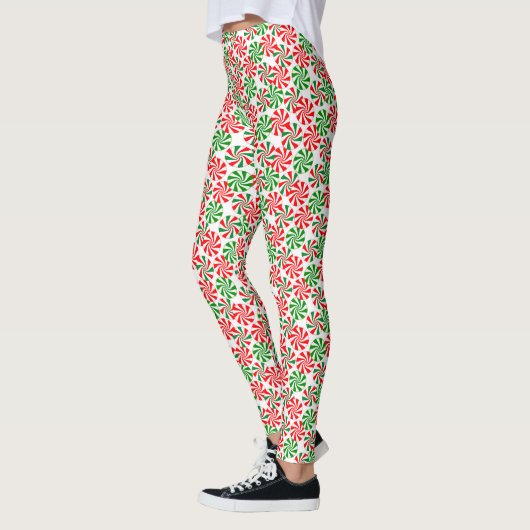 Leggings Rouge blanc et vert Peppermenthe Motif (Gauche)