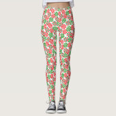 Leggings Rouge blanc et vert Peppermenthe Motif (Devant)