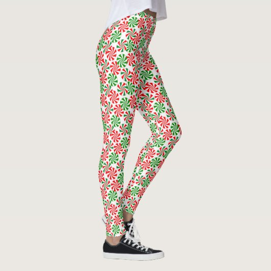 Leggings Rouge blanc et vert Peppermenthe Motif (Droite)