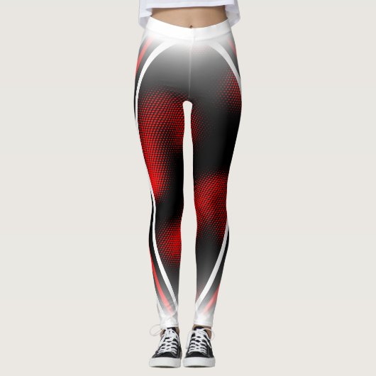 Leggings rouge+blanc+noir (Devant)