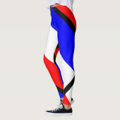 Leggings Rouge, blanc, rayures bleues (Gauche)