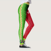 Leggings Rouge Blanc Vert / Votre Nom / Deux Tons Noël (Droite)