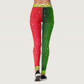 Leggings Rouge Blanc Vert / Votre Nom / Deux Tons Noël (Dos)