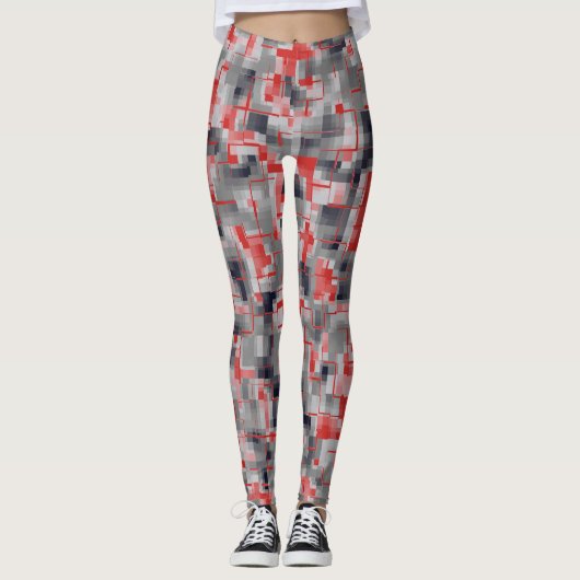 Leggings Rouge bleu gris blanc (Devant)