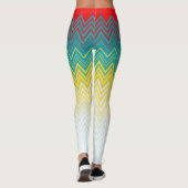 Leggings Rouge Bleu Jaune Chic Motif Zigzag (Dos)
