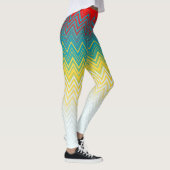 Leggings Rouge Bleu Jaune Chic Motif Zigzag (Droite)