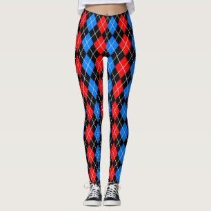 Leggings Rouge Bleu Noir Argyle Motif de diamant Design