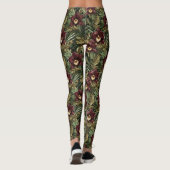 Leggings Rouge Bourgogne Orchidée Florale Tropicale (Dos)