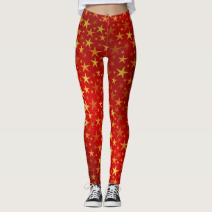 Leggings rouge,brillant, brillant, étoile, couleur, décorat