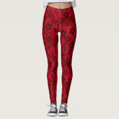 Leggings rouge brun floral rustique mode motif rétro (Devant)