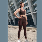 Leggings Rouge cerise foncé avec une impression de rose sur