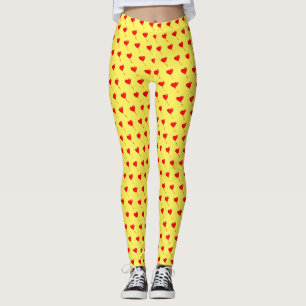 Leggings Rouge Coeur Fun Balloon Motif Jaune Chic
