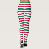 Leggings Rouge de double avec les rayures vertes (Dos)
