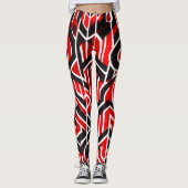 Leggings Rouge élégant, noir, blanc avec Motif subtil - (Devant)