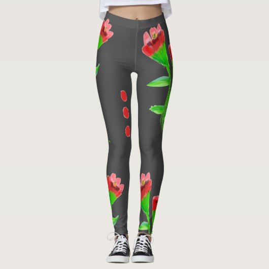 Leggings Rouge Et Ardoise (Devant)