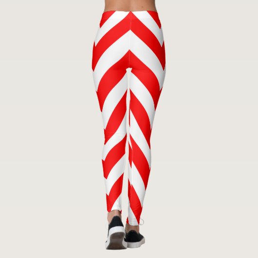 Leggings Rouge et blanc Grand format Chevron (Dos)