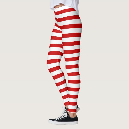 Leggings Rouge et blanc Grandes Belles Noël Fête des Elfes (Gauche)
