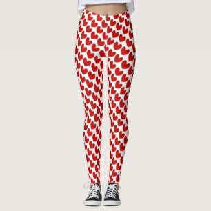 Leggings Rouge et blanc Motif du coeur de la Saint-Valentin