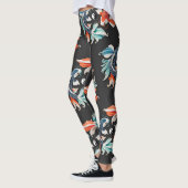 Leggings Rouge et bleu Koi Prospérité Yin Yang (Gauche)