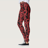 Leggings Rouge et noir Valentine LOVE Motif (Gauche)