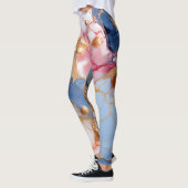 Leggings Rouge et Saphir Marbré avec Perles Dorées (Gauche)