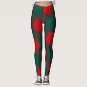 Leggings Rouge et vert Carré Box Moderne Simple Pour elle (Devant)