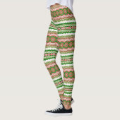 Leggings Rouge et vert Noël Mandala Medallion Stripes (Gauche)