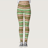 Leggings Rouge et vert Noël Mandala Medallion Stripes (Devant)