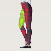 Leggings Rouge et violet vert fleur de Mandala (Gauche)