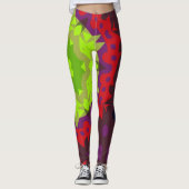 Leggings Rouge et violet vert fleur de Mandala (Devant)